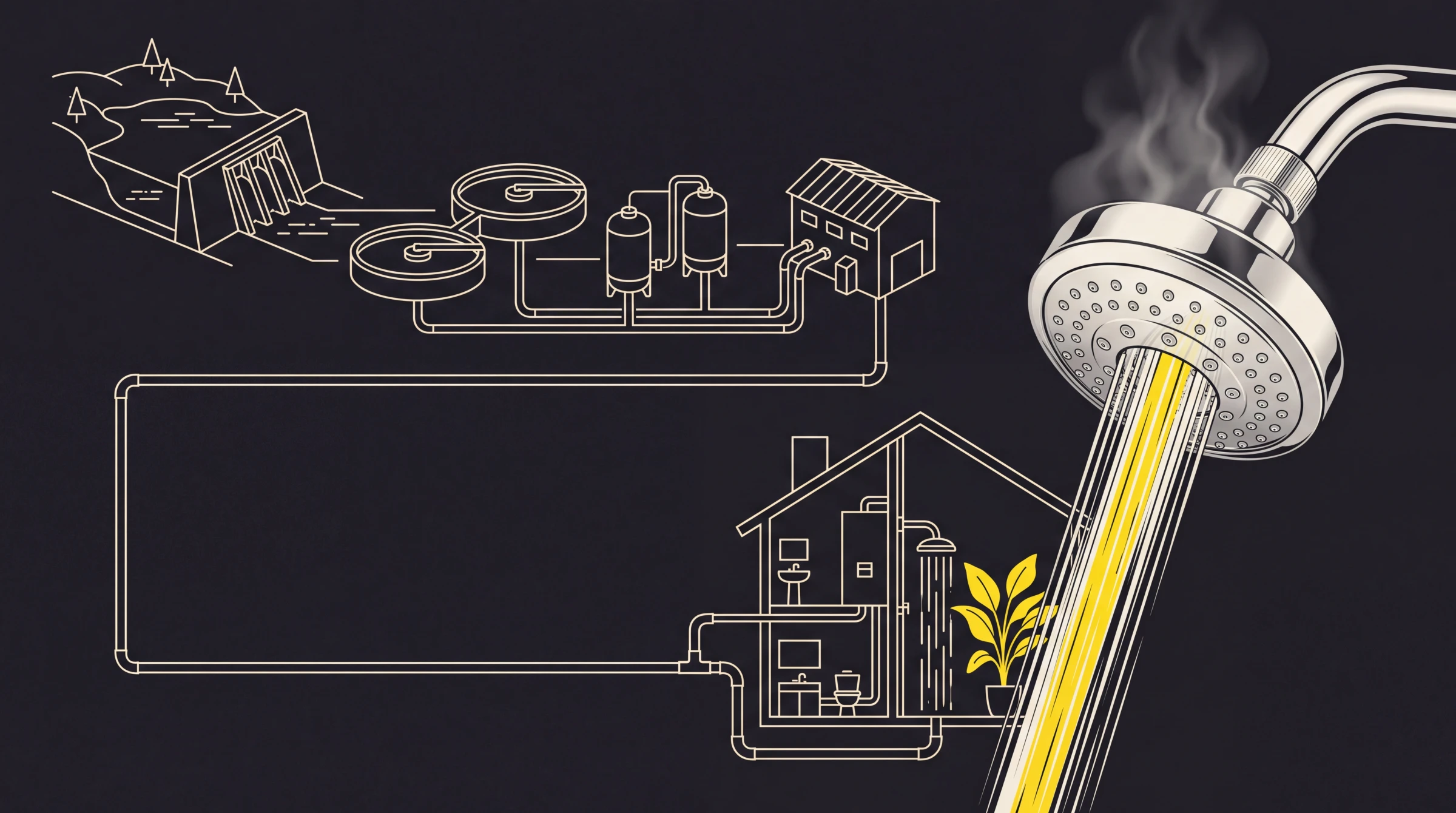 Hot water connected to reservoirs, treatment works and pumps