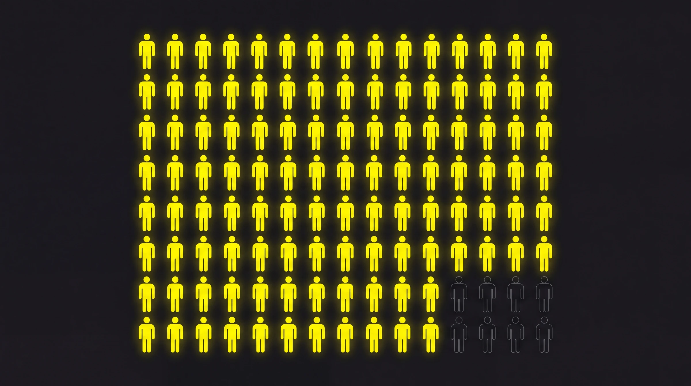 One hundred people, with ninety-two lit to represent global electricity access