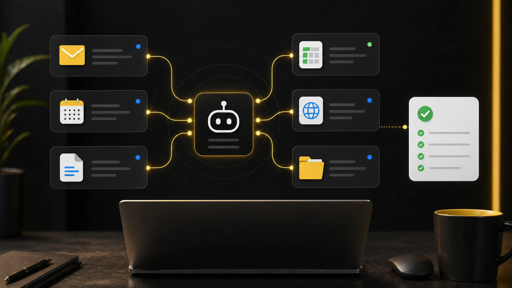 Agent context layer connecting email, calendar, documents, browser and local files