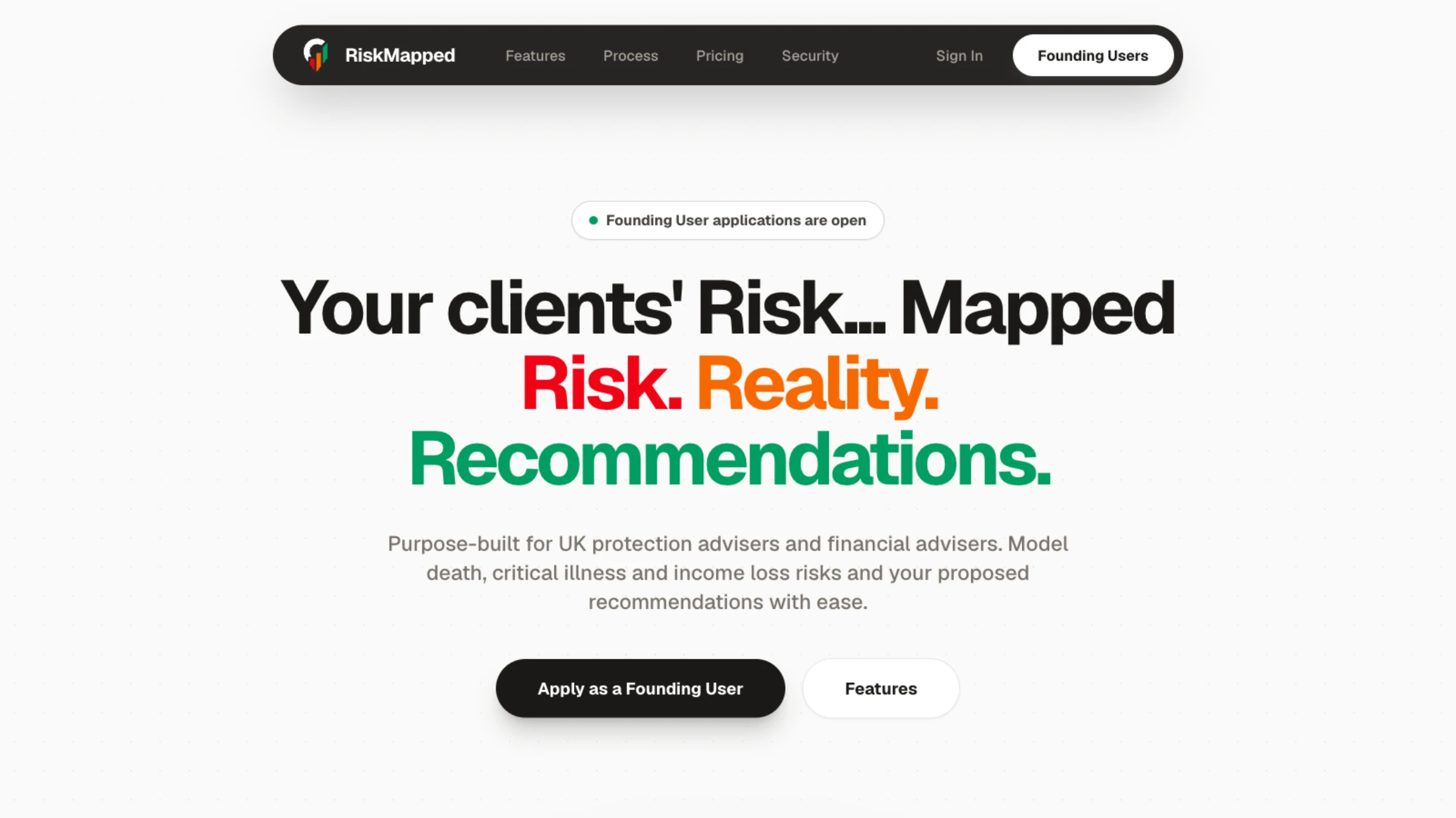 The RiskMapped homepage for UK protection advisers
