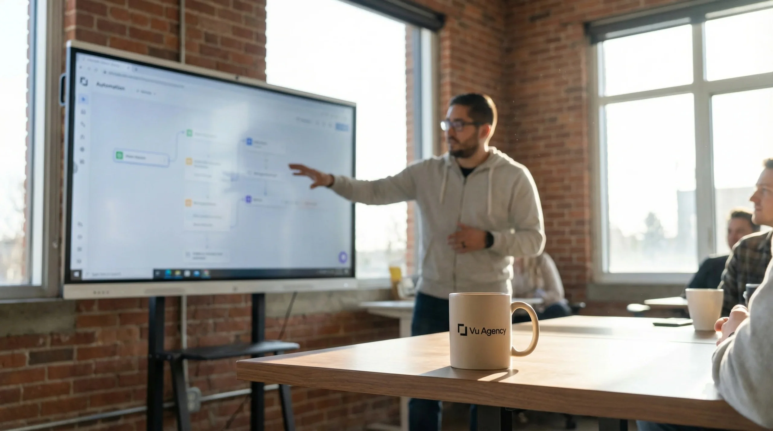 Vu Agency team meeting with client